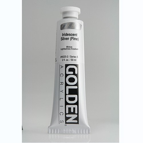 Golden, Heavy Body, Acrylic, Paint, 2oz, Iridescent Silver (Fine)